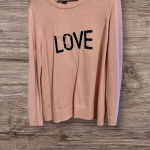 Victoria's Secret Pink Sweater with Black 'LOVE' Design L